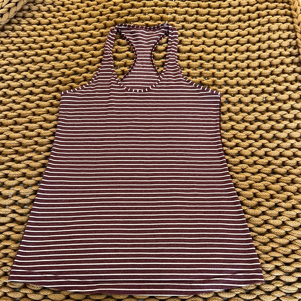 Burgundy and white striped Lululemon tank